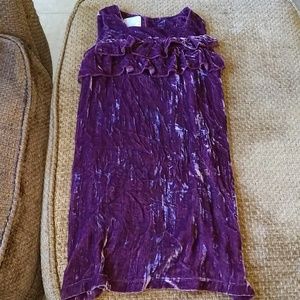 Girls Purple Sleeveless Crushed Velvet Dress